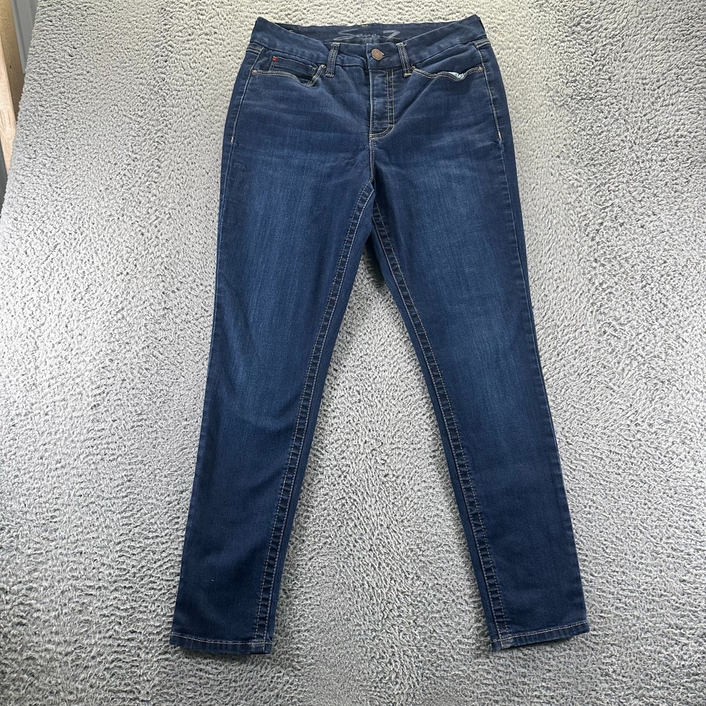Seven7 Jeans Women's 12 Blue Cotton Denim Skinny Workwear Faded Stretch Travel